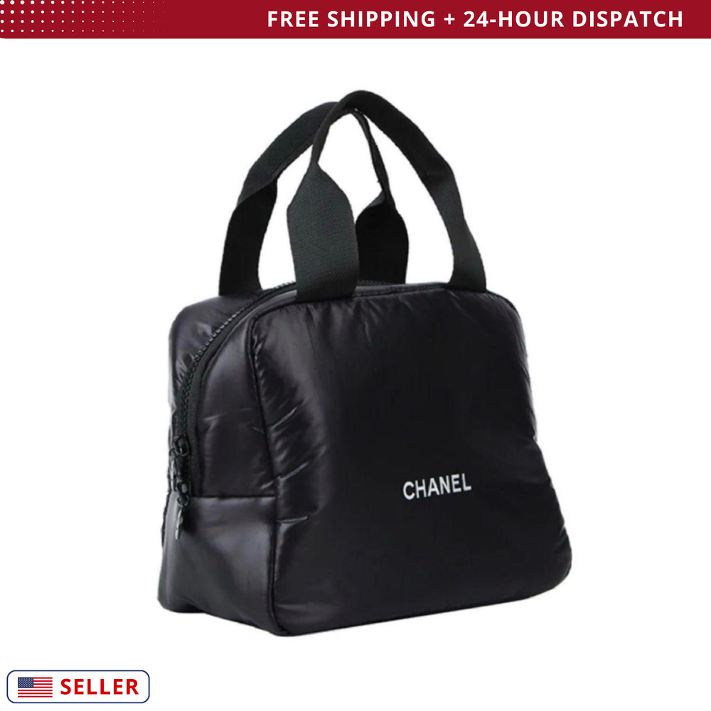 Chanel Mini Boston Makeup Bag – Black Cosmetic Bag with Handle