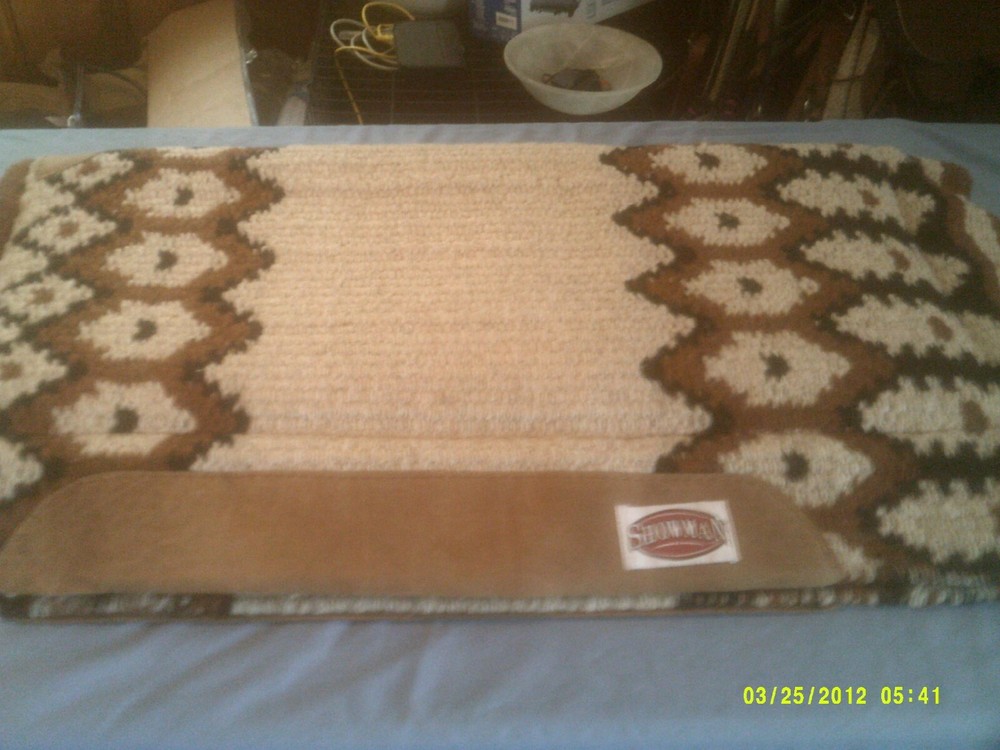 Saddle Pad Showman Memory Foam Diamond Design, Tan, Brown and Black