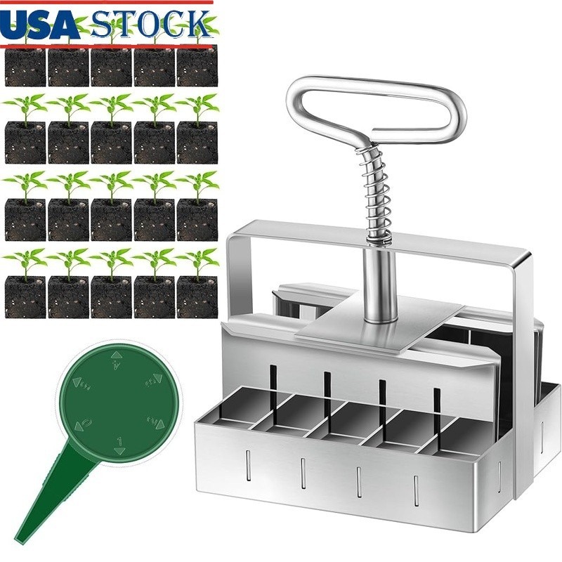 Handheld Soil Block Maker Stainless Steel Tool Seed Germination Transplanting US