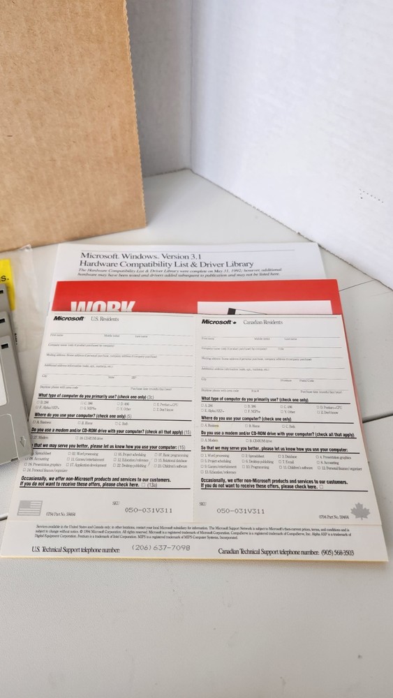 Vintage Microsoft Windows 3.1 Operating System PC Software Complete 6 Disk Set