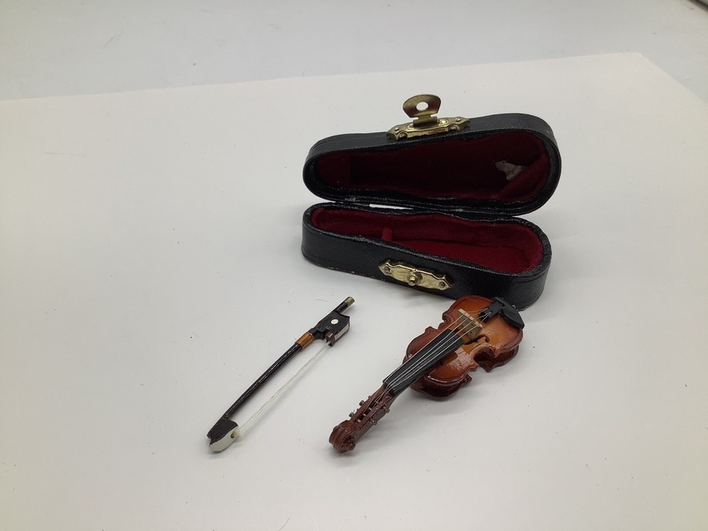 Vintage Miniature Violin Bow & Case Wooden