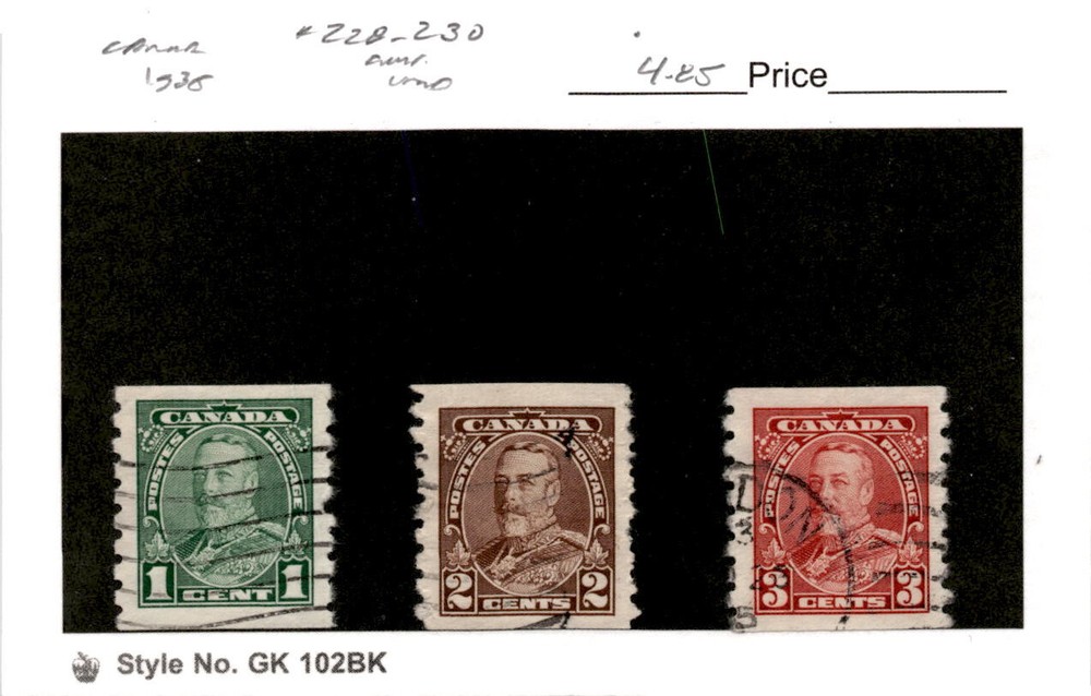 Canada, Postage Stamp, #228-230 Used, 1935 King George (AE)