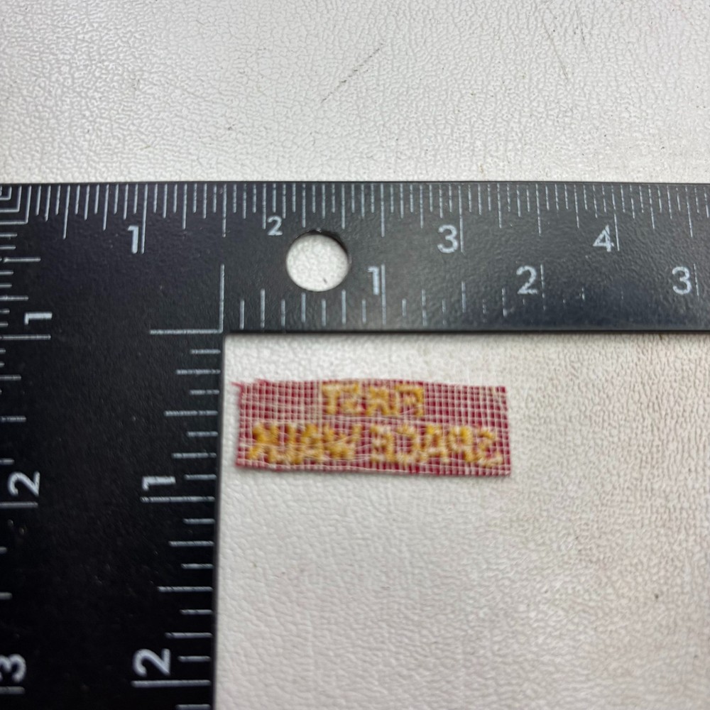 Cut-From-Larger Patch Itty-Bitty-Tiny Just Words "FIRST SPACE WALK" 50S9
