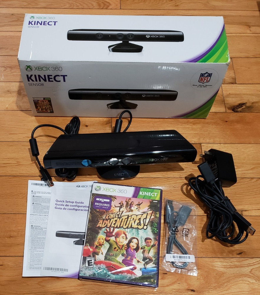 Genuine Microsoft Xbox 360 Kinect Bundle, USB Adapter, SEALED Game, Complete IOB