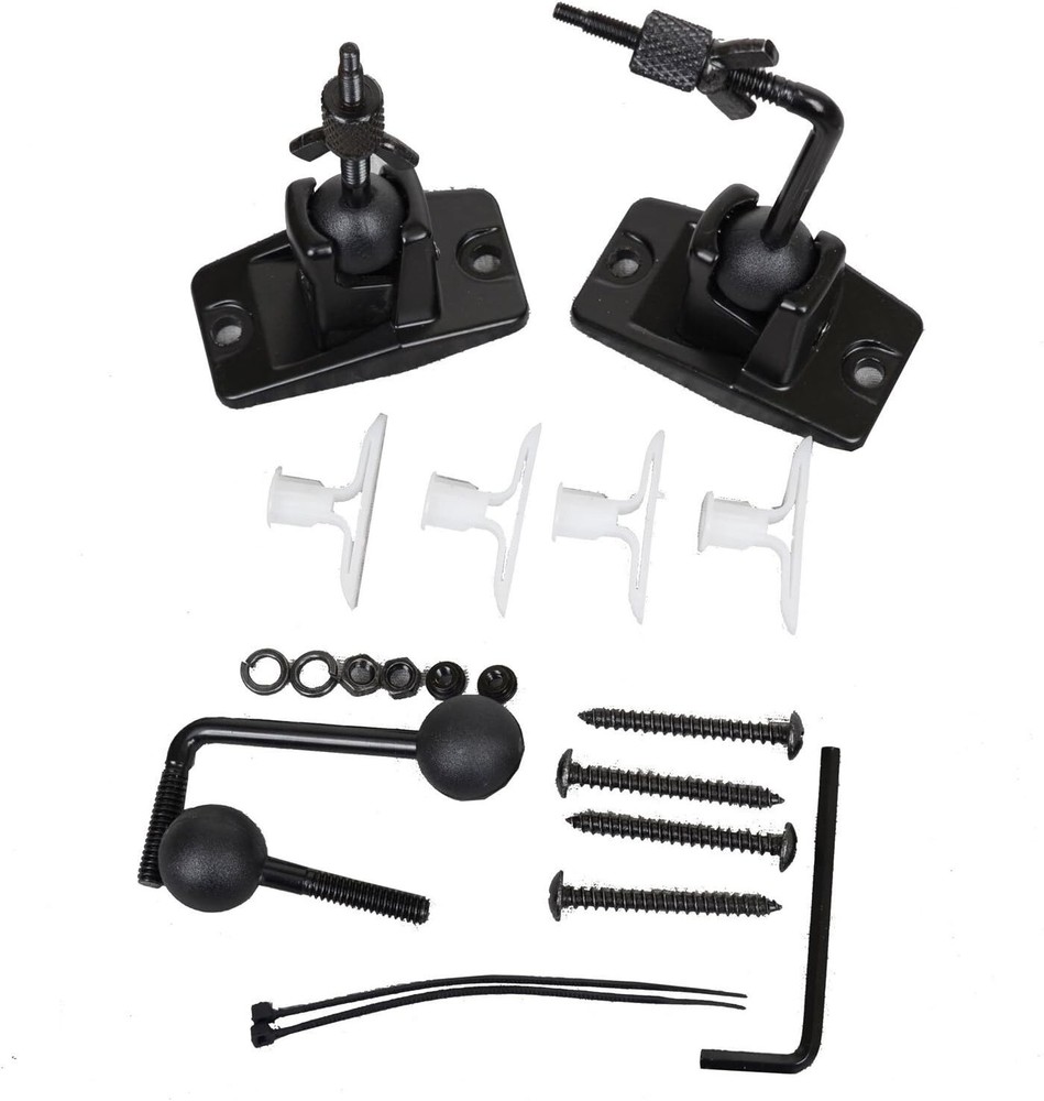 5 Heavy-Duty Black Satellite Speaker Mounts - Adjustable Wall/Ceiling Brackets