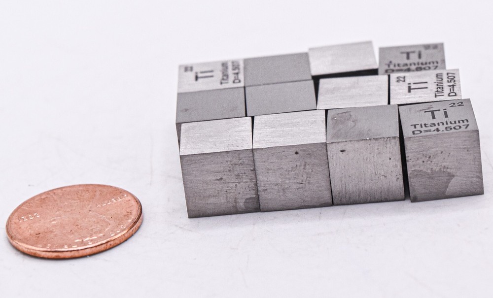 0.39" 10mm Titanium Cube Pure 99.9% Periodic Table Element Engraved Density 1PC
