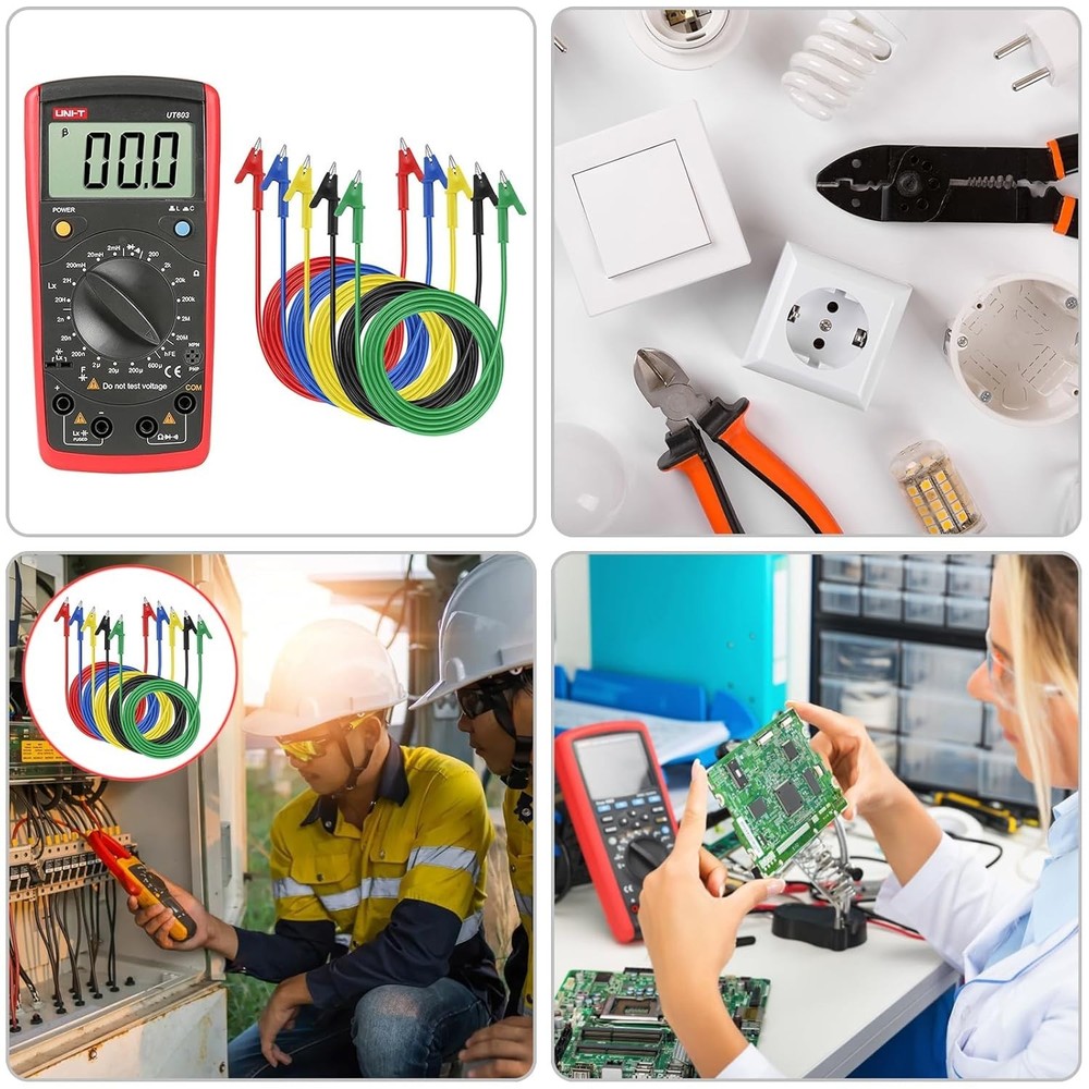 Reliable 5 Pack Alligator Clips with Insulators - Essential for Circuit Testing