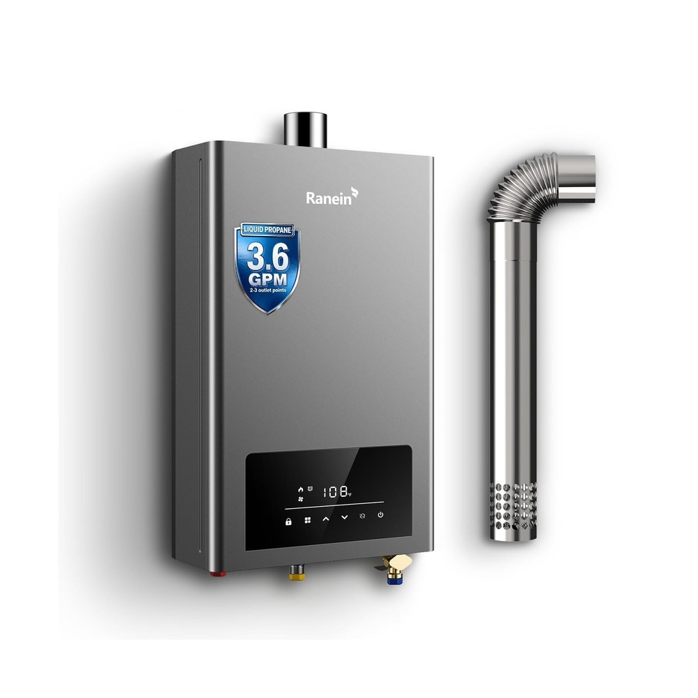 GEN II Ranein Propane Gas Tankless Water Heater Max 3.6 GPM, 80,000 BTU Indoo...