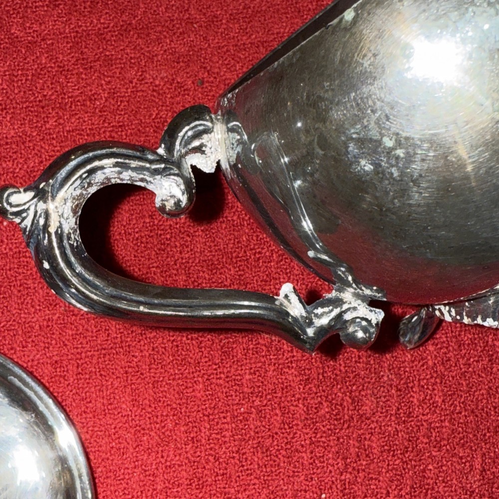 Silver plated creamer and sugar bowl