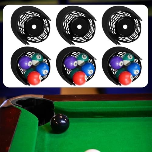 6 Pack Pool Table Pockets - Thick Plastic, Large Capacity Replacement Set