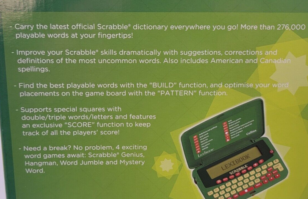 Lexibook Scrabble Dictionary Electronic Handheld 2017 Green