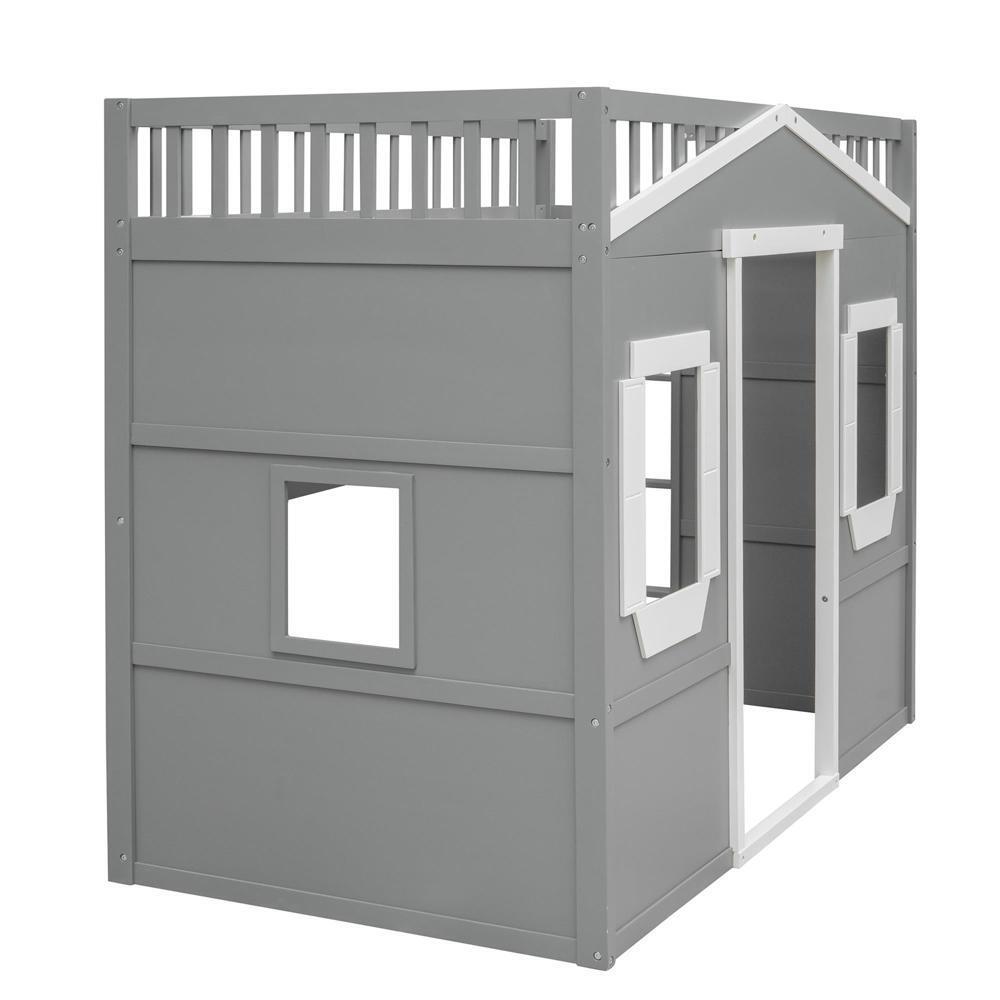 Sturdy and Durable Twin Size House Loft Bed With Ladder
