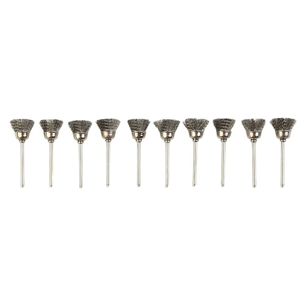 10 Pc/set for MINI Wire Brush Brushes Brass Cup Wheel For Grinder Or Drill Set