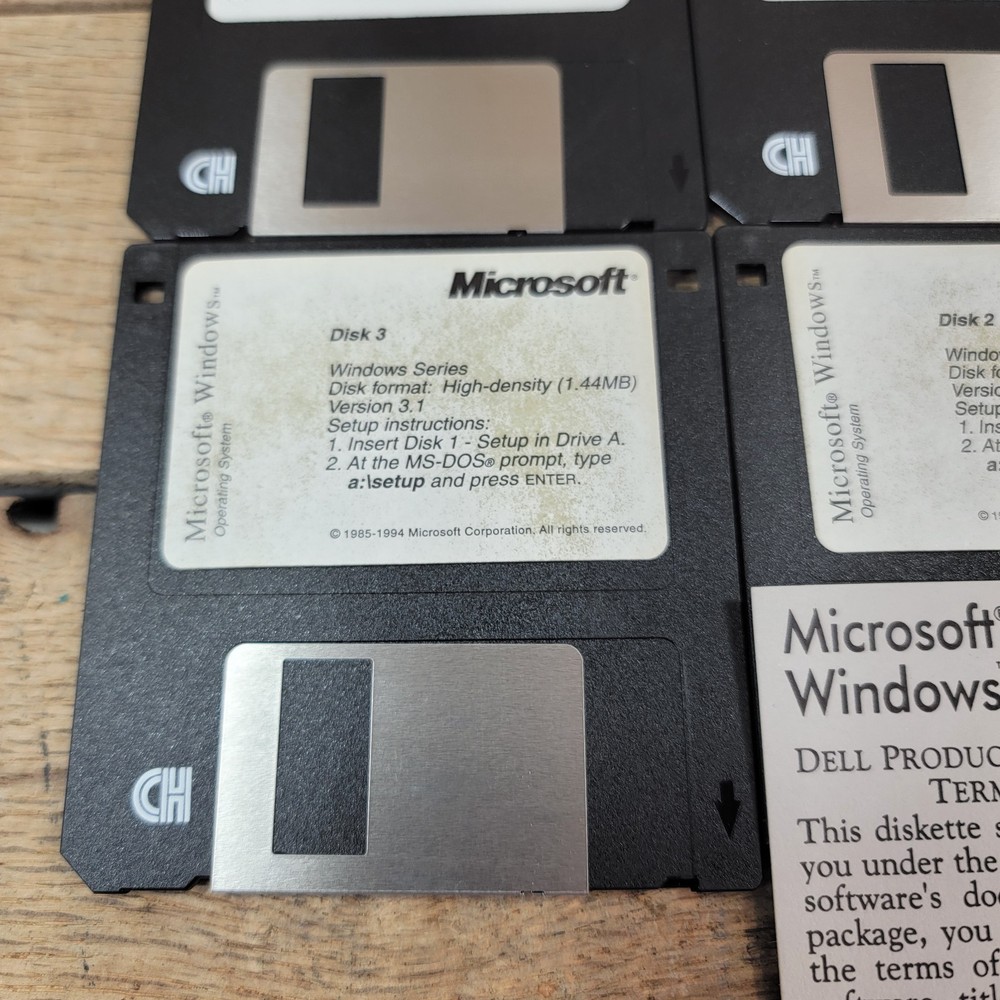 Microsoft Windows 3.1 Setup Disks (Complete 6-Disk Set, 3.5" Floppy, 1992)