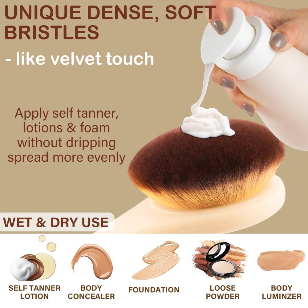 Lotion Applicator for Back, Feet, Long Handle Curved, Back Sunscreen Beige