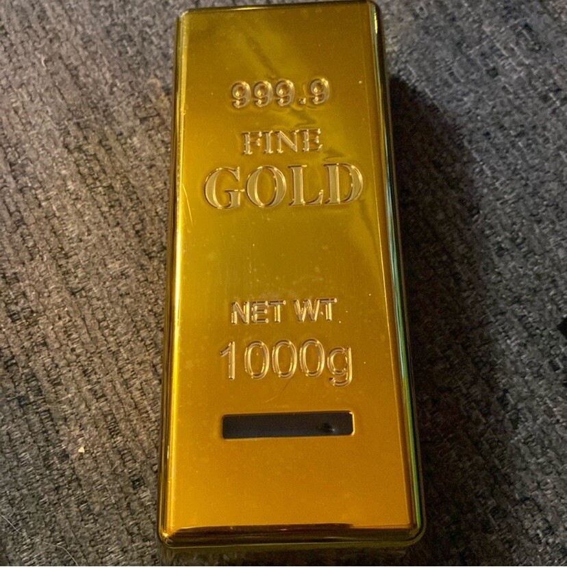 gold bar piggy bank