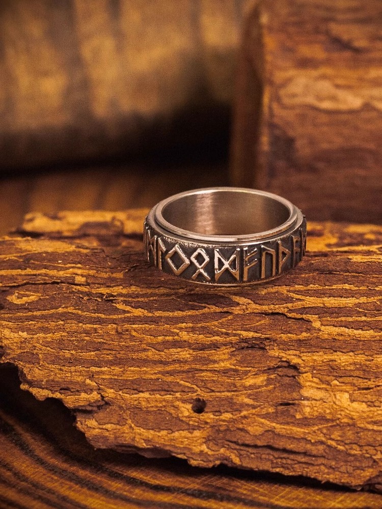 hangsworld Viking ancient text rotatable retro Make old plus size letter ring