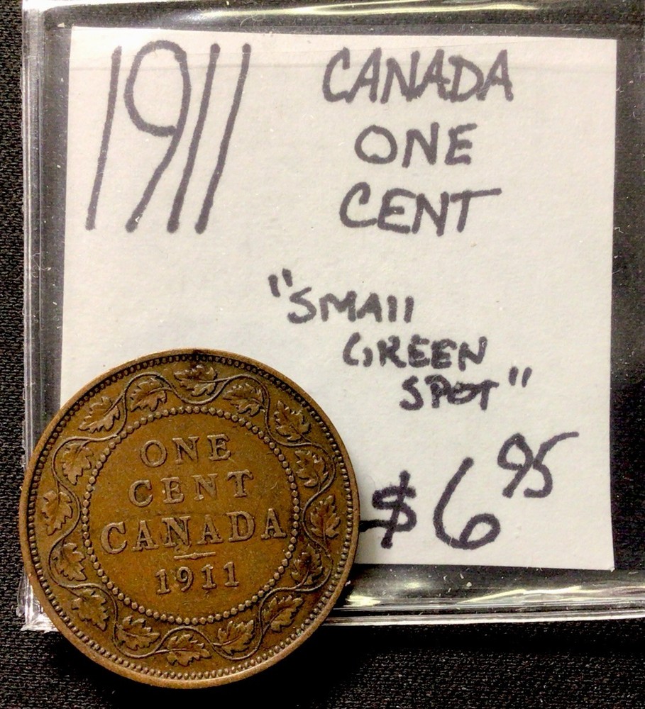 1911 Canada One Cent! Small Green Dot OBV. (at bottom)! ENN Coins