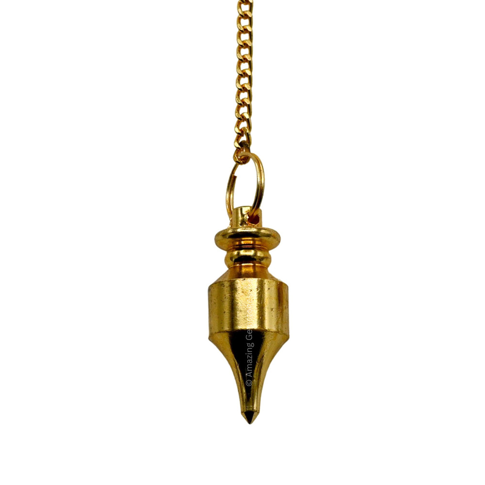 Gold Long Point Steel Copper Pendulum for Divination