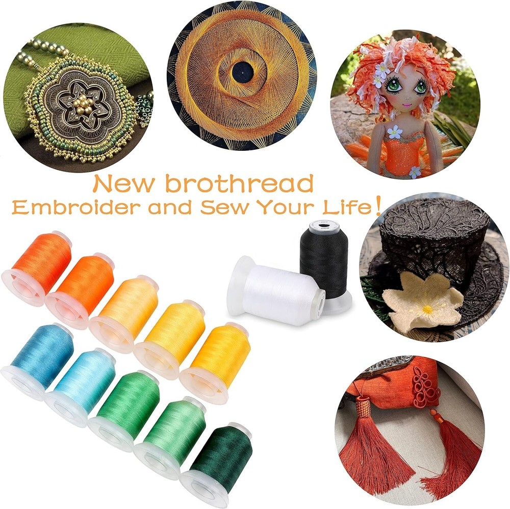 80 Spools Polyester Embroidery Machine Thread 500M - Colors Compatible with J...