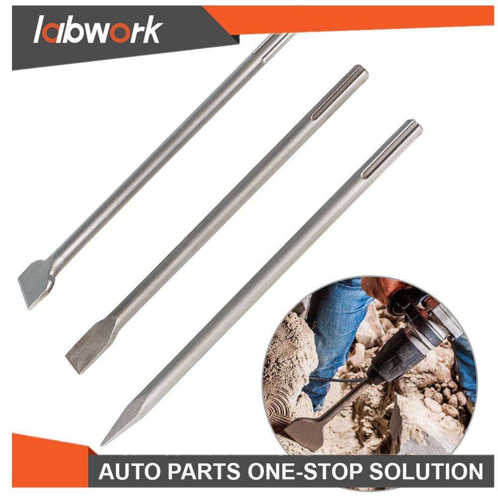 Labwork SDS Max Bits Set Long-Point Chisel, Scaling Chisel, Flat Chisel 3Pcs 16"