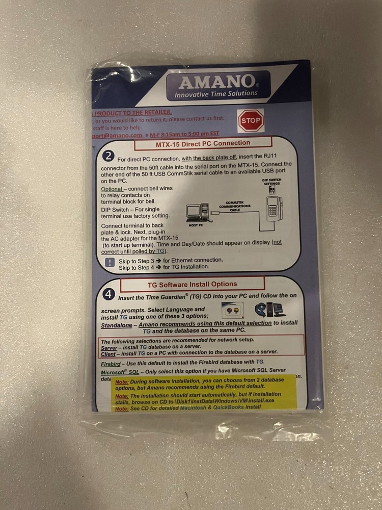 Amano MTX-15 Clock Terminal User Manual