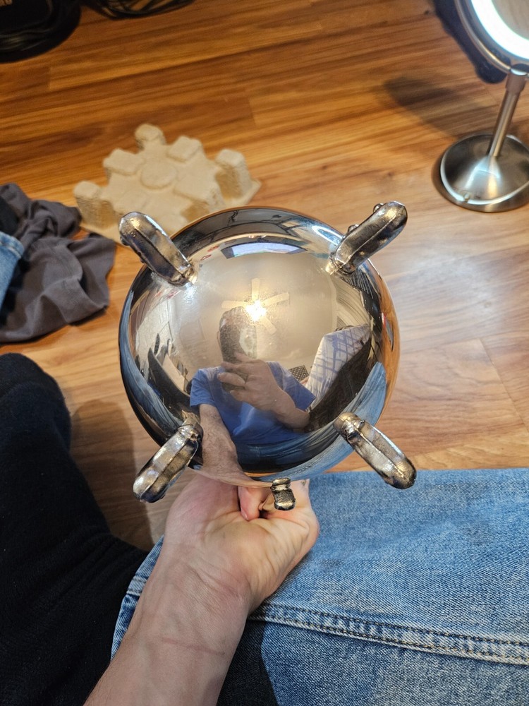 silver plated pitcher with pouring ice blocker