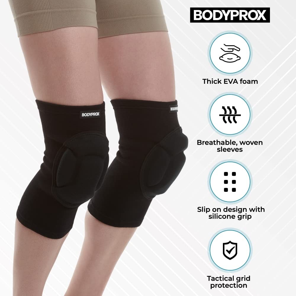 Bodyprox Protective Knee Pads, Thick Sponge, Collision Avoidance Large, Black