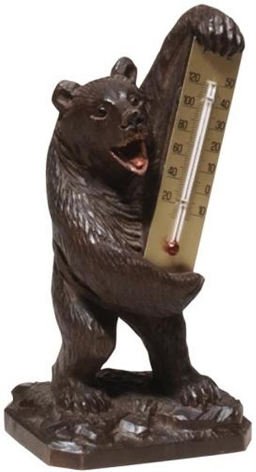 Standing Bear Lodge Sculpture with Thermometer