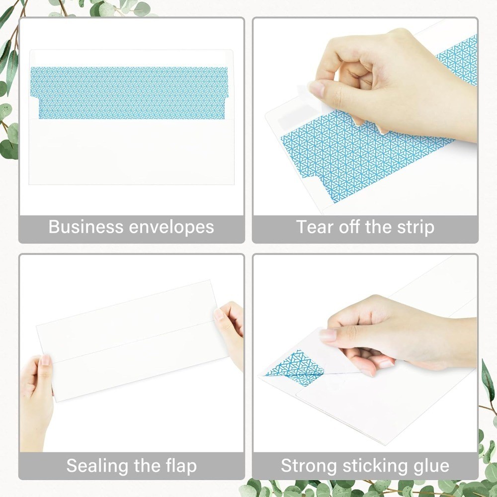 Standard White Self Seal Business Envelopes 50 Pack #10 Security Mailing for