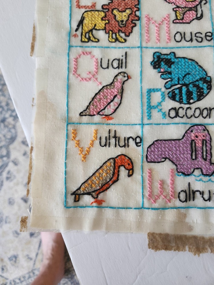 Animal ABCs Handmade Crosstitch Wall Hanging