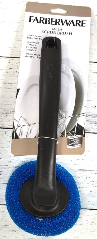 FARBERWARE Mesh Scrub Brush, Blue/Black