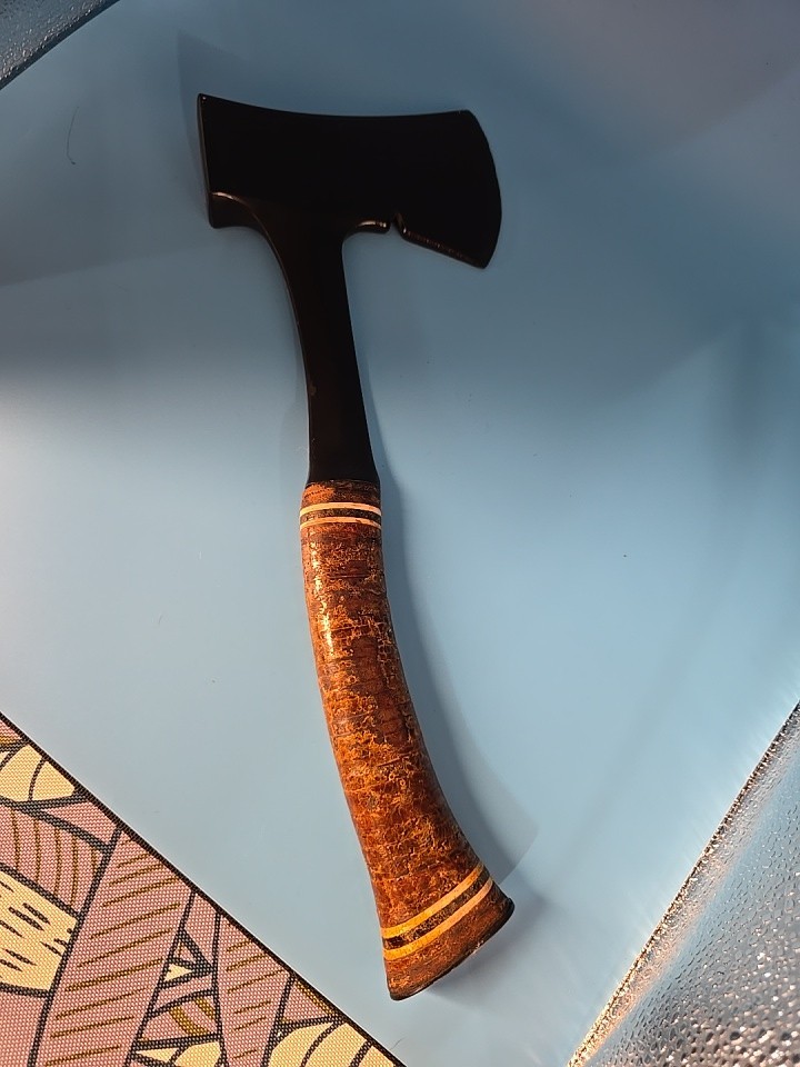 Vtg Eatwig Hatchet axe with Wrapped Leather Handle