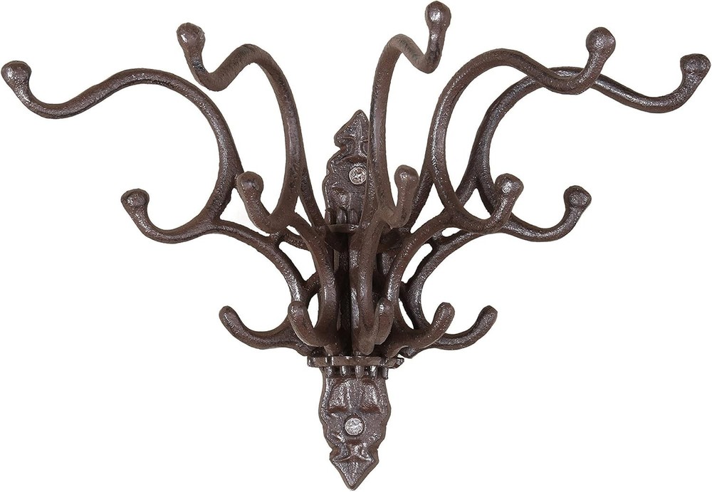 Farmhouse-Style Cast Iron Wall Hook Rack - Durable & Versatile Storage Solution