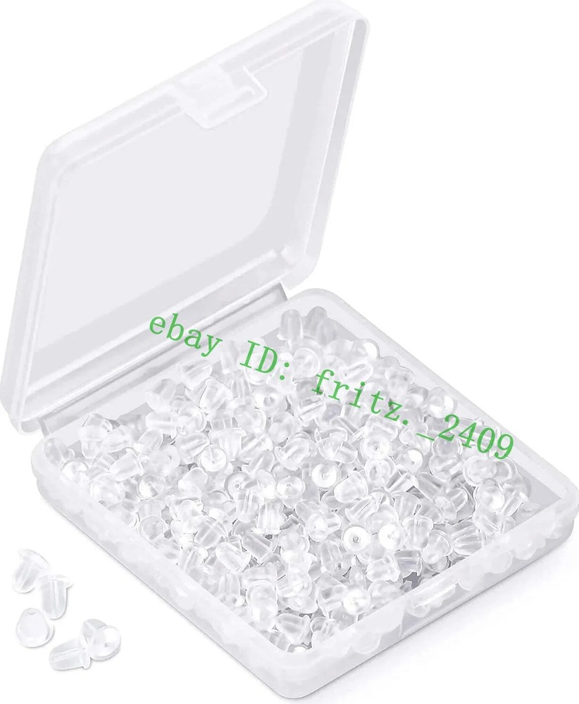 Silicone Earring Backs 4mm(300Pcs)Earring Backings Soft Clear Ear Safety Back