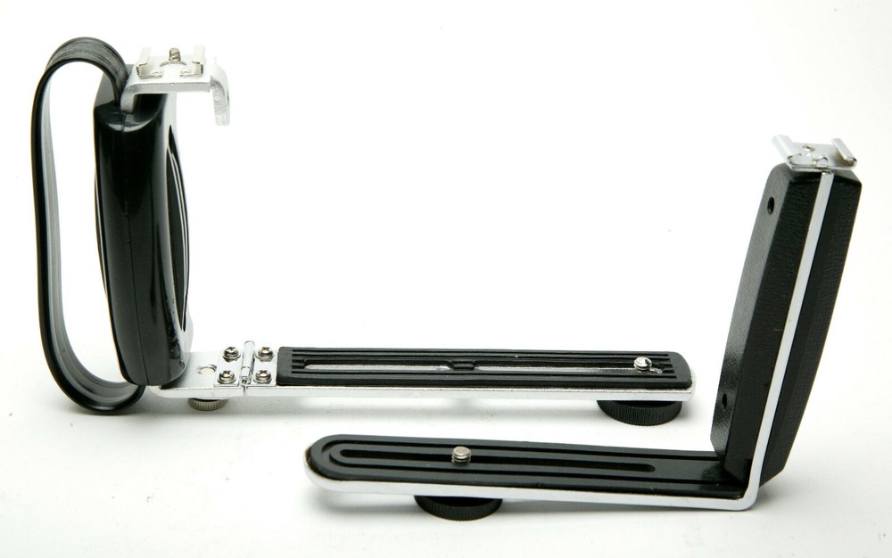 Two Folding & Compact Camera & Flash Brackets For Any Format. Useful. Ex.
