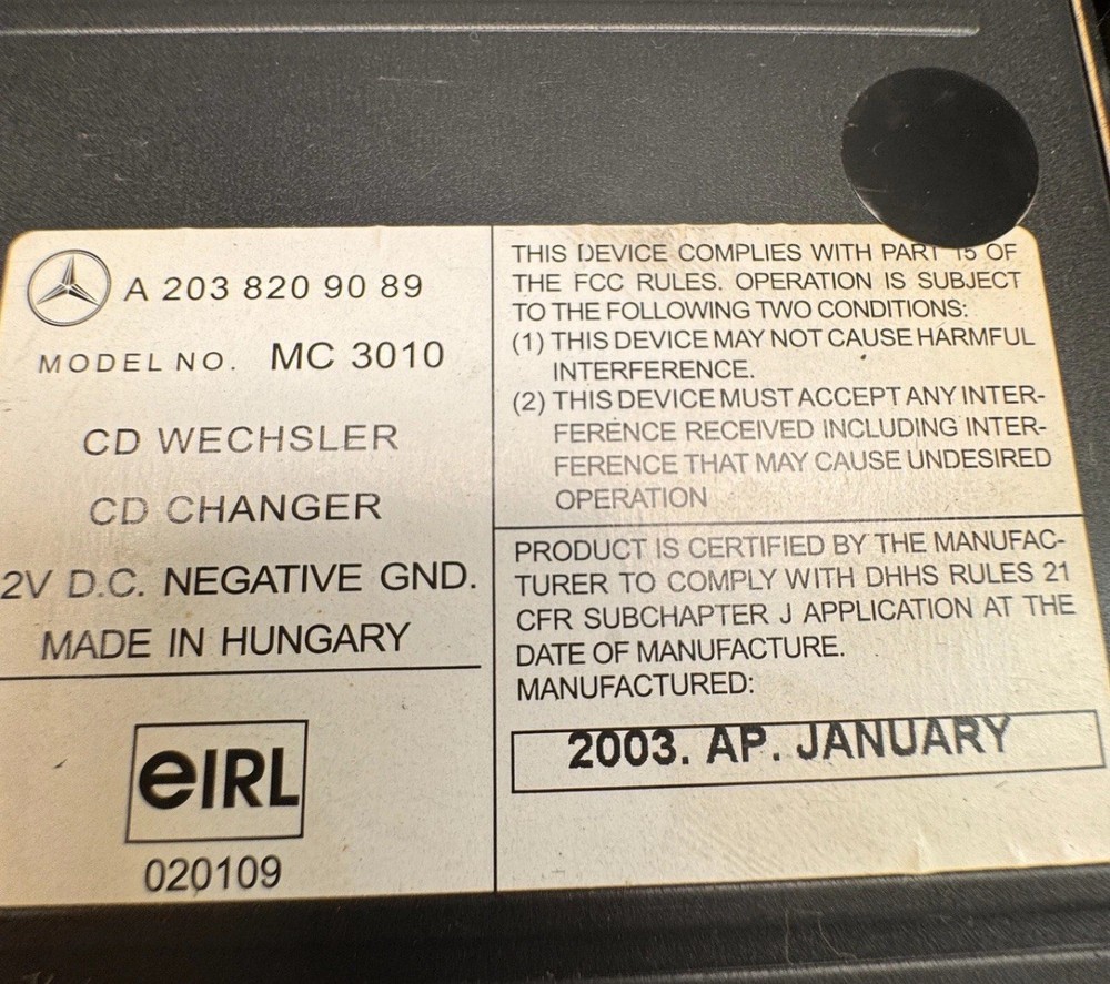 MERCEDES SLK CD CHANGER #A2038209089