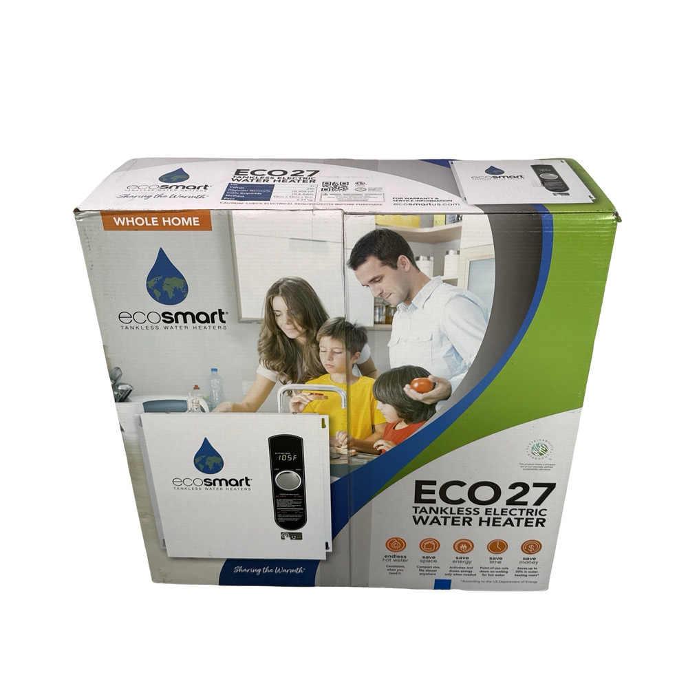 EcoSmart ECO 27 Tankless Water Heater, Electric, 27-kW - Quantity 1, 17 x 17 x 3