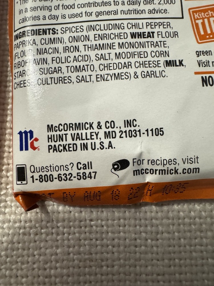 McCormick Burrito Seasong Mix- EXPIRED