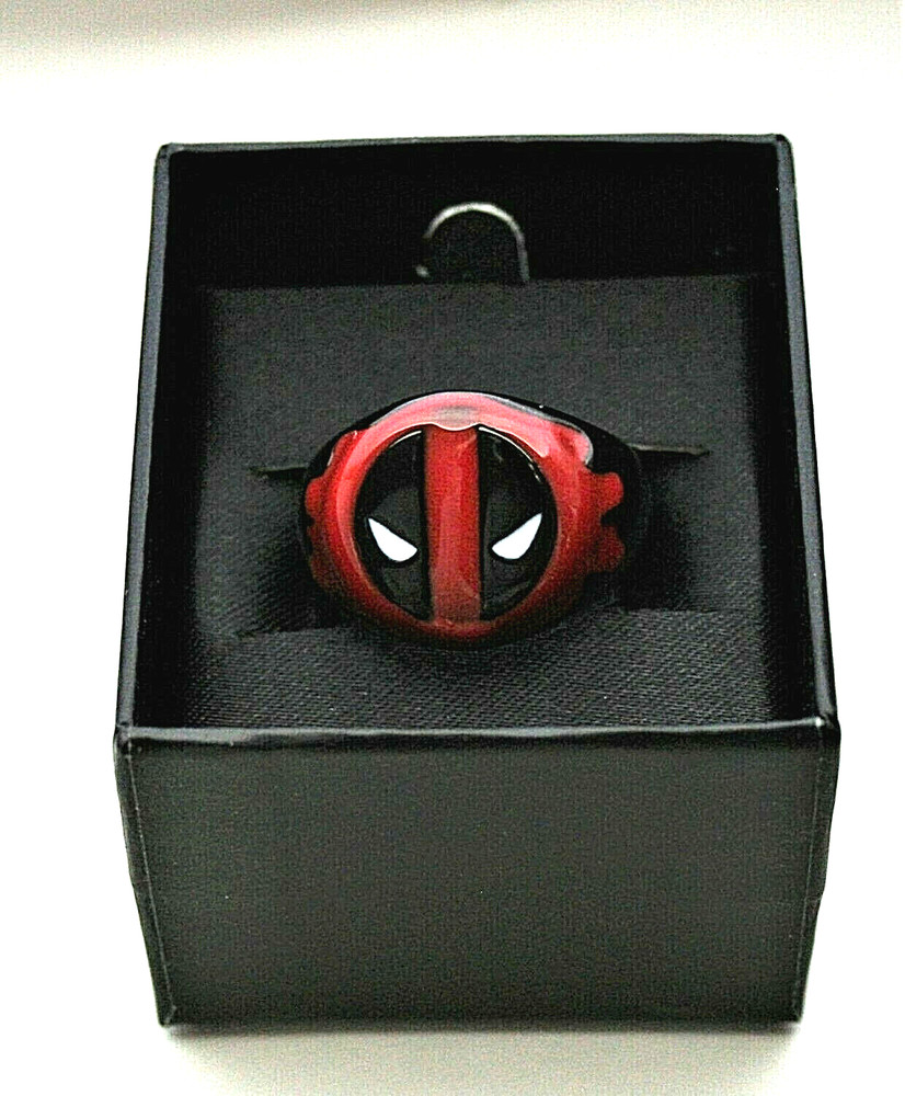 Marvel Comics Deadpool Ceramic & Stainless Steel Logo Ring New Sz 11 Box 2017