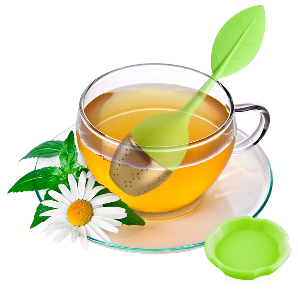 Silicone Tea Infuser Strainer Stainless Herbal Spice Filter Diffuser YellowGreen