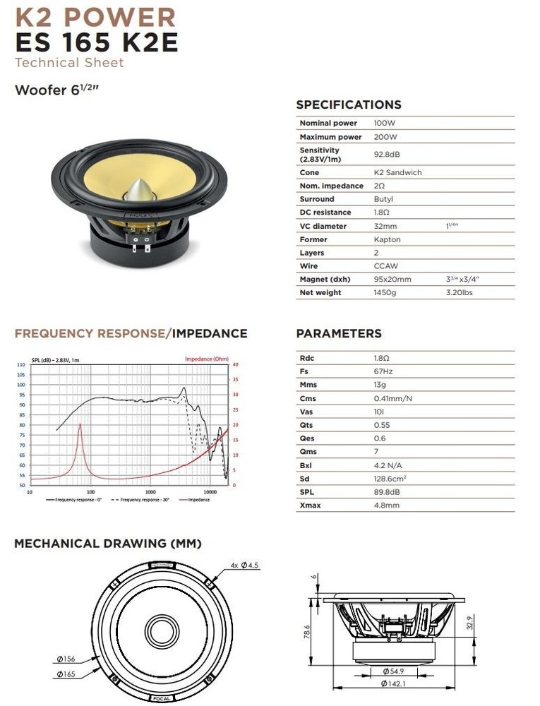 Focal Es165K2E 6.5" 2-Way Component Speaker Set K2 Power Evo