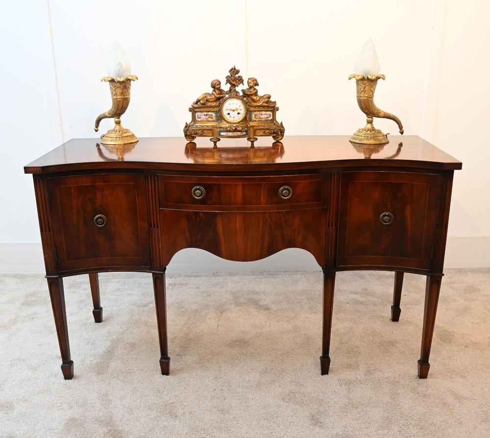 Sheraton Sideboard Mahogany Serpentine Server Buffet 1910