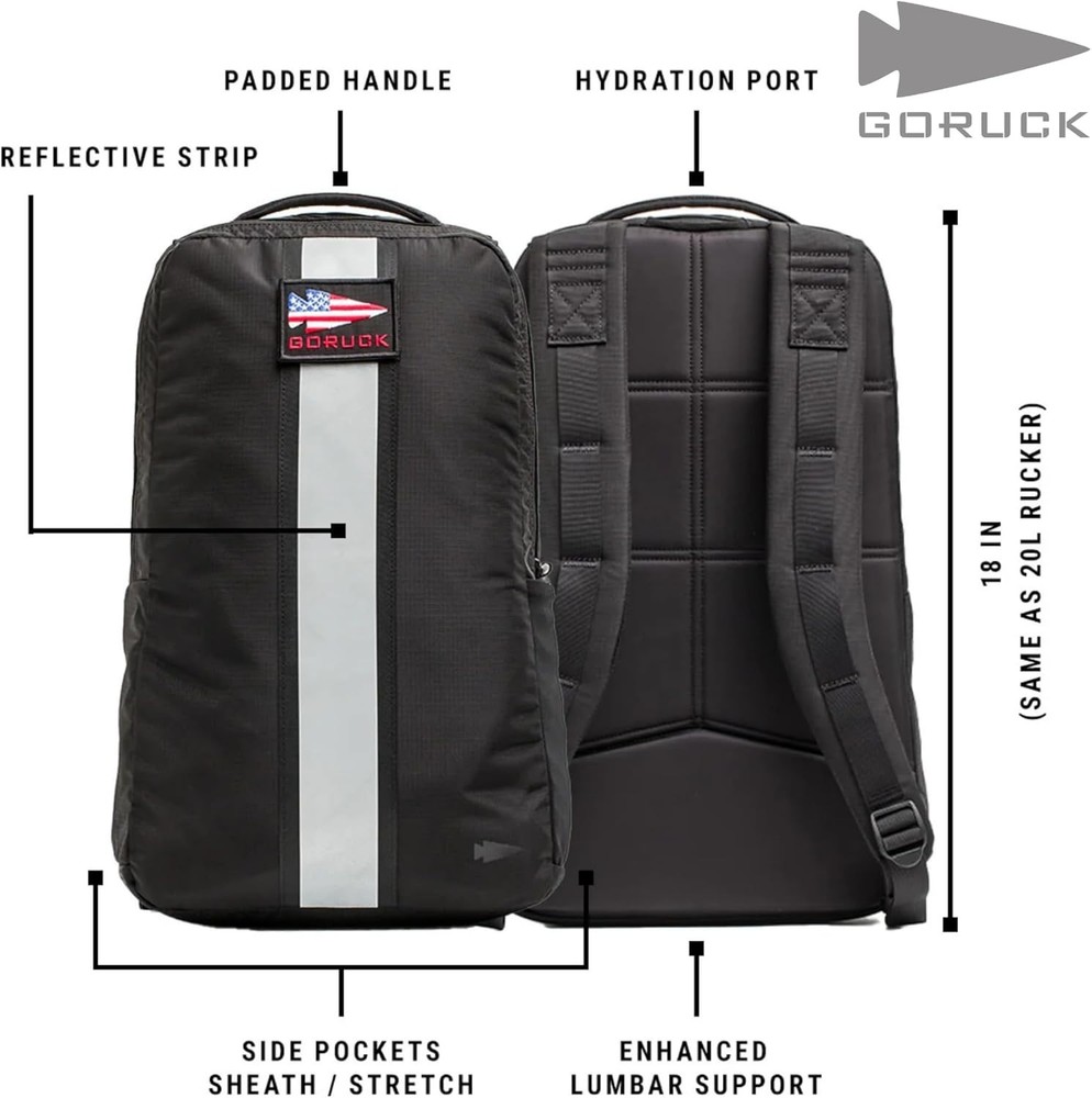 GORUCK Basic Rucker 17L Backpack, Black, Durable Rucksack & MOLLE Daypack🔥New🔥