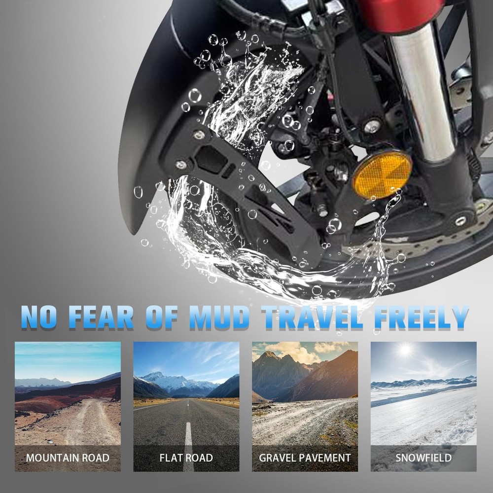 Motorcycle Front Fender Mudguard Extender with Bracket Replacement for Black