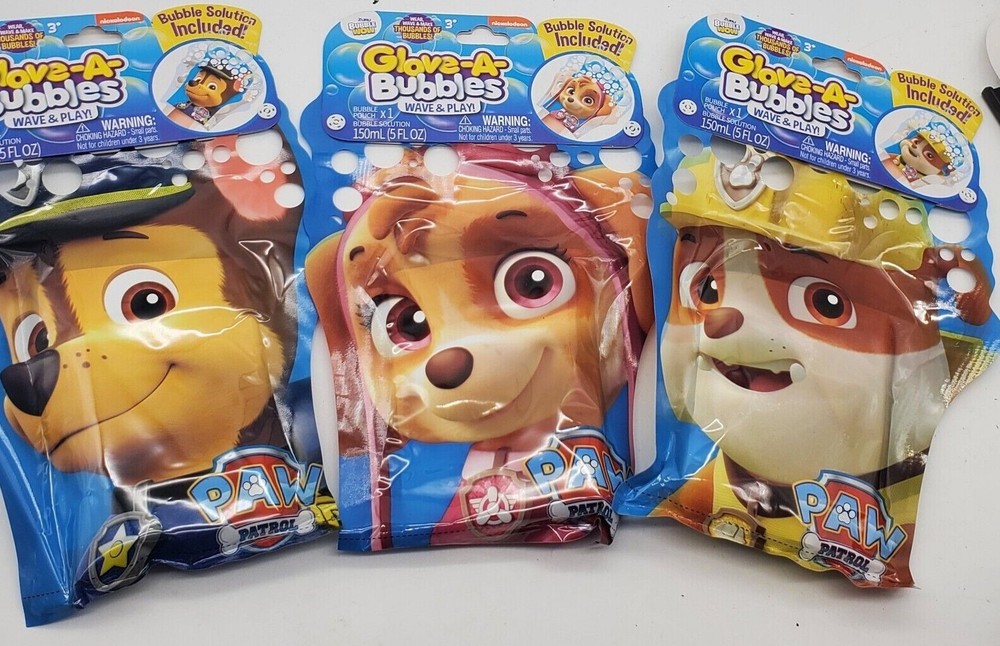 3 Glove-A-Bubbles NEW ~ Wave & Play, Bubble Solution Included & Bubble Pouch