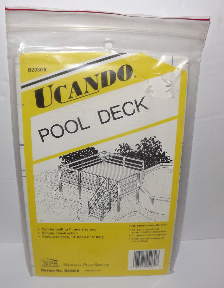 Ucando Pool Deck Plans B2030 R New In Package