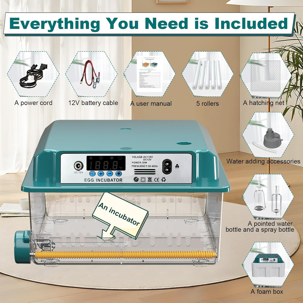 16 Eggs Incubators for Hatching Eggs, Egg Incubator with Automatic Egg Turning a