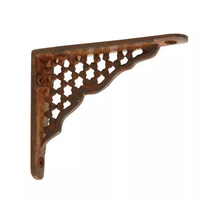 Small Honeycomb Cast Iron Shelf Bracket - Rust