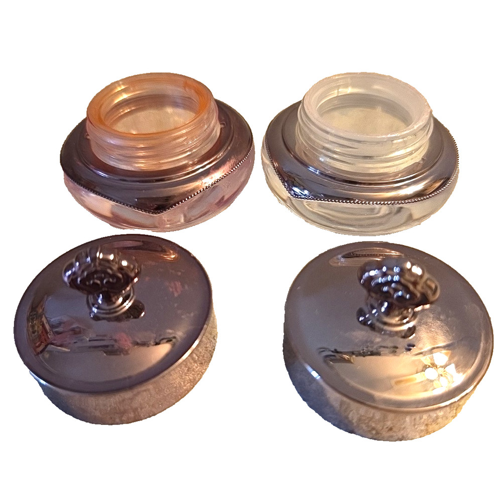 2 EMPTY Lidded Sistaco Jars Cleaned Glass Vanity AS IS